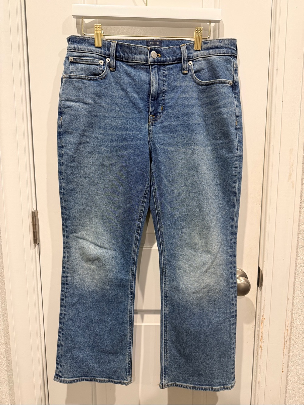 J. Crew Mid-Rise Flare Crop Jeans Size 29 Medium Wash Stretch Denim